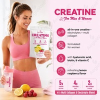 AegleWell Créatine en Poudre, Mélange Multi-Collagène et Électrolytes, Saveur Citron Framboise, Soutien à la Croissance Musculaire et à l'Énergie, Complément Alimentaire pour Adultes