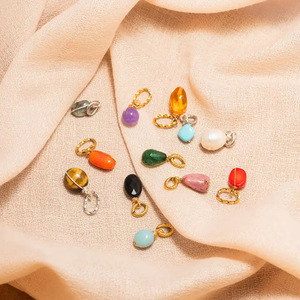 Nuovo ciondolo con pietra portafortuna di dicembre in acciaio inossidabile, stile europeo e americano, catena regolabile base fai-da-te, placcato sottovuoto 18k - Product Image 3