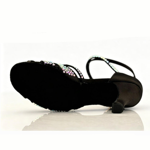 <span class=keywords><strong>Chaussures</strong></span> <span class=keywords><strong>de</strong></span> <span class=keywords><strong>danse</strong></span> latine et <span class=keywords><strong>de</strong></span> salon classiques <span class=keywords><strong>pour</strong></span> femmes, faites à la main, avec dessus en soie et strass, antidérapantes <span class=keywords><strong>pour</strong></span> adultes, usage intérieur - Product Image 2