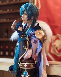 Peluca Ainizi, Nueva Llegada, 90cm de Largo, Sintética, Hecha a Máquina, Azul Oscuro, Peluca de Cosplay de Kaeya Alberich de Genshin Impact para Hombre - Product Image 2