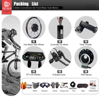 Kit de conversion de vélo électrique 52V 2000W, moteur sans engrenage sans balais 48V 2000W, kit de vélo électrique à entraînement arrière MTX39 26-29 pouces 700C avec UKC1