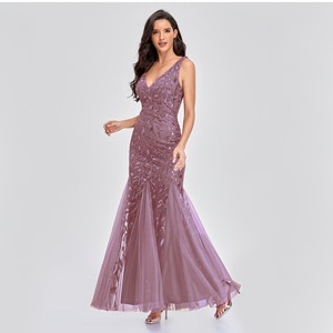Fishtail Bridesmaid Dresses - V-Neck Floor-Length 2025