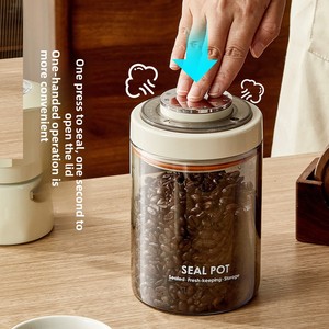 Contenitore in <span class=keywords><strong>Vetro</strong></span> <span class=keywords><strong>Sottovuoto</strong></span> Antiumidità Stile Retrò per Alimenti, Capacità 800-1000ml, per Chicchi di Caffè, Tè, Snack, Spezie - Product Image 2