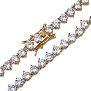 Hip Hop <span class=keywords><strong>maschio</strong></span> 3mm 4mm 3 Claw Tennis Chain <span class=keywords><strong>collana</strong></span> gioielli ottone <span class=keywords><strong>collana</strong></span> da Tennis placcata Color oro/argento - Product Image 5
