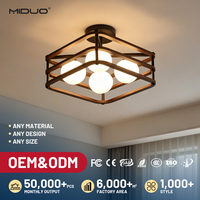 Lustre carré à 4 lumières de style cage personnalisé, à montage en surface, dimmable, compatible Tuya App et Matter, pour chambre à coucher, éclairage LED suspendu intérieur