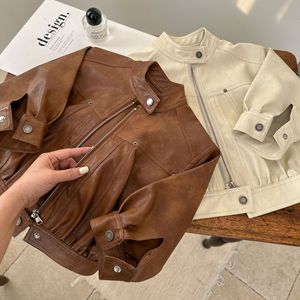 PU <b>Varsity</b> <b>Jacket</b> Fashion <b>Girls</b> Single Button Solid Plain Loose Winter Breathable Wool/Viscose - Product Image 2