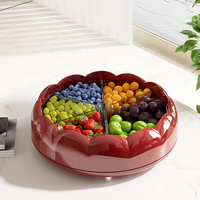 Wanuo Draaibare Fruitschaal Met 6 Compartimenten Van Food-Grade Plastic Fruitschaal Verdeeld Fruitbakje Met Deksel
