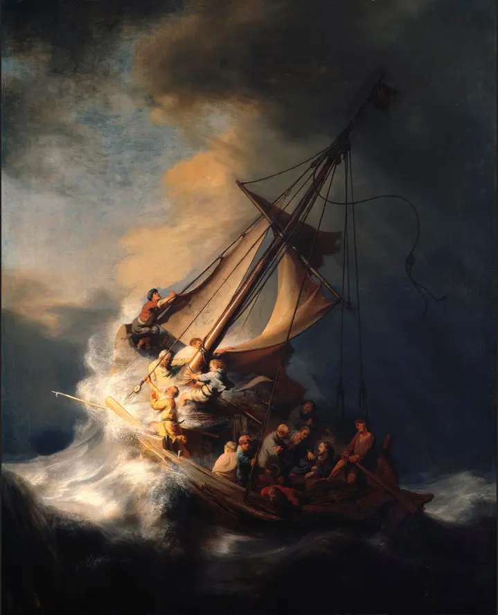 Rembrandt Van rivn Christ In The Storm On The Sea Of johanee, kualitas tinggi dilukis tangan lukisan minyak reproduksi di kanvas