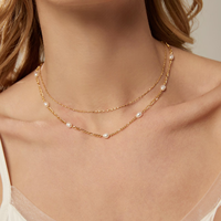 Collier en chaîne plaqué or 18 carats, chaîne de perles, chaîne de boîte, bijoux pour femmes, collier à porter tous les jours, cadeau pour elle