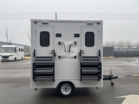 Remorque de toilettes portables Etodevice à 2 postes avec salles séparées pour hommes et femmes, idéale pour les événements, la construction et les entreprises de location