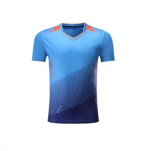 Conjunto de Camiseta de Fútbol para Hombre, Degradado Azul, Manga Corta, Cuello Redondo, Transpirable, de Poliéster, Ropa Deportiva de Verano - Product Image 2