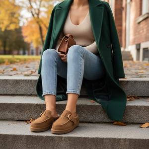 <span class=keywords><strong>Mules</strong></span> mocassins confortables en daim véritable pour femmes avec boucle et semelle intérieure rembourrée en fausse fourrure pour un usage décontracté en intérieur et en extérieur - Product Image 6