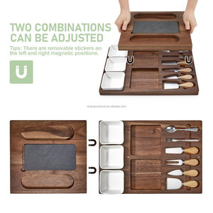 Vente en gros de planches <span class=keywords><strong>et</strong></span> couteaux de charcuterie magnétiques Grand ensemble de planche à charcuterie <span class=keywords><strong>et</strong></span> de planche à fromage en <span class=keywords><strong>ardoise</strong></span> d'acacia - Product Image 6