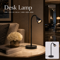 Lámpara de Escritorio con Brazo Flexible, 3.5W, 3 Temperaturas de Color, Interruptor, para Oficina, Lectura, Escritorio Pequeño