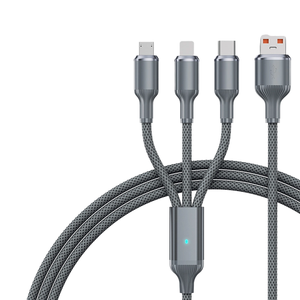 Câble de Recharge 3-en-1 de 2m pour Appareils Mobiles Intelligents USB Android, Charge Super Rapide 100W, <span class=keywords><strong>Fil</strong></span> Doré Tressé Type-C pour Imprimantes - Product Image 6