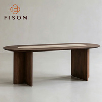 Table de salle à manger contemporaine en bois massif pour 8 personnes, idéale pour hôtel