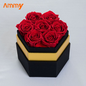 Caja de regalo cuadrada de <span class=keywords><strong>rosas</strong></span> de flores preservadas hechas a mano de Ammy con joyero, regalo de <span class=keywords><strong>cumpleaños</strong></span> de Rosa eterna, regalo de <span class=keywords><strong>cumpleaños</strong></span>, AM-PFB04 - Product Image 3