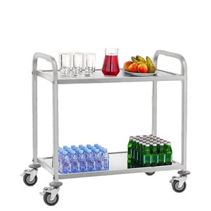 Chariot de service et de livraison à 2 niveaux en acier inoxydable SS201 pour hôtels et cuisines, prix de gros usine - Product Image 1