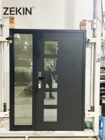 Portes d'entrée modernes en aluminium ZEKIN avec imposte en verre trempé, résistantes aux ouragans, portes d'entrée extérieures en aluminium de style européen