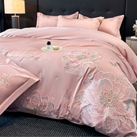 Ensemble de literie en coton 100% de luxe avec broderie florale de papillons