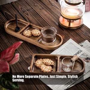 Plateaux de service polyvalents en bois d'acacia, lot de 2 plateaux ovales en bois, plateau décoratif, parfait pour les desserts, les fromages, les fruits, le thé, le café - Product Image 4