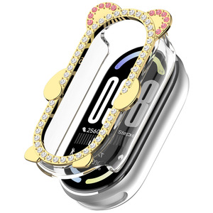 Funda Protectora de Metal y PC para Mi <span class=keywords><strong>Band</strong></span> 10 y 8/9 con Diseño Hueco de Oso Adornado con Diamantes - Product Image 4