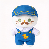 Peluche chat kawaii directement de l'usine, OEM personnalisé, chat blanc en peluche avec tenue brodée de canard, poupée chat en peluche douce et moelleuse