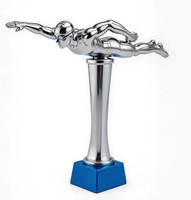 Trophée personnalisé de haute qualité en alliage de zinc poli et gravé, en forme de pyramide, pour sports, natation, ping-pong, avec boîte cadeau créative pour entreprises