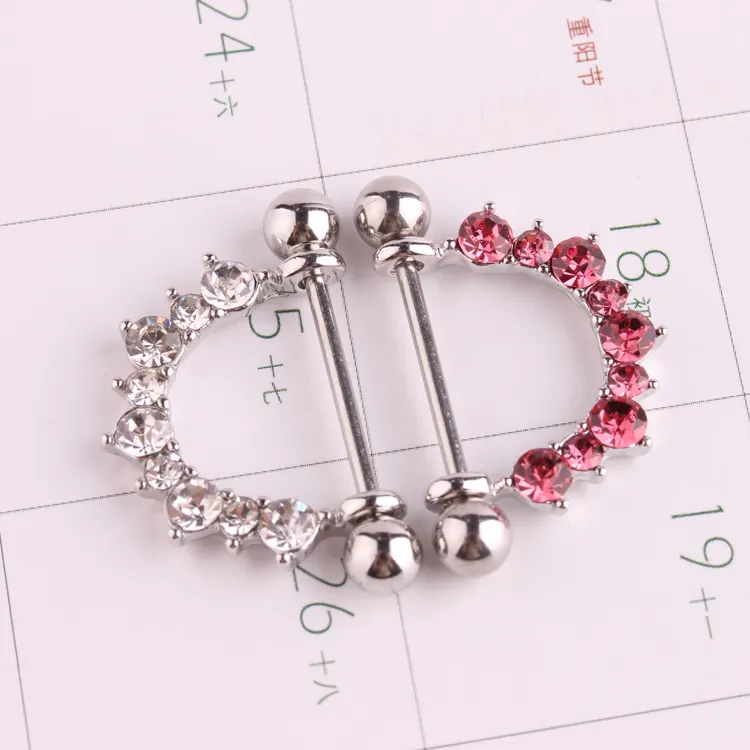 Crystal Stone Stainless steel Body Piercing Jewelry Nipple Ring
