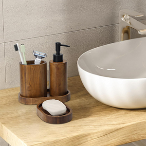 Gran oferta, 4 piezas, organizador <span class=keywords><strong>de</strong></span> baño <span class=keywords><strong>de</strong></span> bambú, juego <span class=keywords><strong>de</strong></span> accesorios, <span class=keywords><strong>estuche</strong></span> <span class=keywords><strong>para</strong></span> cepillos <span class=keywords><strong>de</strong></span> <span class=keywords><strong>dientes</strong></span>, bandeja <span class=keywords><strong>de</strong></span> jabón, dispensador <span class=keywords><strong>de</strong></span> loción, soporte <span class=keywords><strong>para</strong></span> cepillos <span class=keywords><strong>de</strong></span> <span class=keywords><strong>dientes</strong></span> - Product Image 5