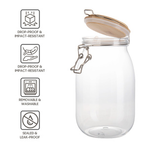 Bocaux de conservation alimentaire en PET incassables grande capacité 1650 ml pour pâtes et huiles avec fermeture à clip métallique - Product Image 3