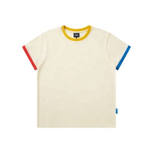 T-shirts d'été Oversize Customized Label Men Heavyweight 240g Cotton T Shirt Colorful Cuff Plain T Shirt - Product Image 1