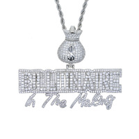 Pendentif Lettre BILLIONAIRE en Zircon Cubique (CZ) style Hip Hop, Bijoux en Gros pour Chaîne Cubaine
