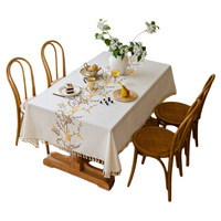 Nappe de table basse rectangulaire en coton et lin brodé, nouvelle collection, style luxe léger, haut de gamme, style français