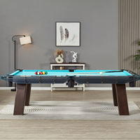 Table de billard de luxe moderne personnalisable et durable avec rails en verre, poches en cuir et verre cristallin, pour usage commercial en acier inoxydable
