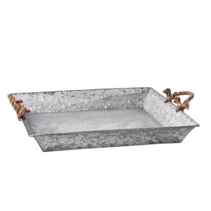 Ensemble de deux plateaux en métal galvanisé de forme rectangulaire plateau de service fini galvanisé mariages bureaux plateau de placage décoratif - Product Image 3