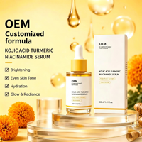 Sérum professionnel à l'acide kojique, au curcuma et à la niacinamide, éclaircissant doux pour les taches, les marques d'acné, unifiant le teint, anti-âge, soin de la peau