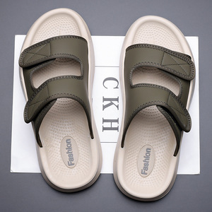 Gray Thick Soled Slide <b>Sandals</b> For Men 2508 Casual Beach Wear - Product Image 2