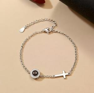 Nouveau bracelet à breloques en acier inoxydable plaqué or rose croisé 100 langues je t'aime Projection <span class=keywords><strong>Joker</strong></span> couleur Photo - Product Image 2