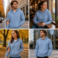Hoodie Medis Berbahan Polyester Katun Fleece Lembut dengan Ritsleting Ganda di Lengan, Pakaian Adaptif Berkualitas Tinggi untuk Penggunaan Sehari-hari