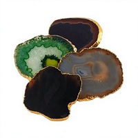 Ensemble de sous-verres classiques en résine agate de luxe de haute qualité avec bord doré |   Sous-verres faits à la main, écologiques et résistants à la chaleur |   Décoration de table