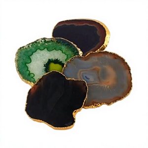 Luxury High Quality <b>Resin</b> Agate Coasters Set with Gold Edge | Handmade <b>Epoxy</b> <b>Resin</b> Drink Coasters | <b>Table</b> Decor Home Gift - Product Image 5