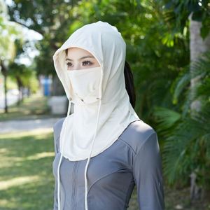 Masque de protection solaire intégral pour le visage et le cou en soie glacée, style cagoule avec broderie 3D et impression numérique, unisexe, vente en gros pour l'été - Product Image 6