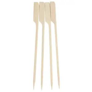 Pincho de bambú desechable para barbacoa, 100 Uds., 50cm, 40cm, 30cm, pincho plano para kebab, palitos de bambú secos para barbacoa