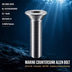 Tornillo <span class=keywords><strong>Allen</strong></span> de Cabeza Plana CSK Marino 316 M5 M6 M8 M10 M12, Tornillo de Cabeza Hexagonal DIN7991 A4-80 Resistente al Agua de Mar - Product Image 3