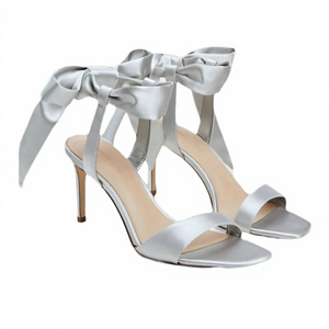 รองเท้าส้นสูงแบบรัดข้อเท้าสีแดงกันน้ำสำหรับผู้หญิง ส้นบาง แพลตฟอร์ม ผ้าซาติน สีดำ - Product Image 3