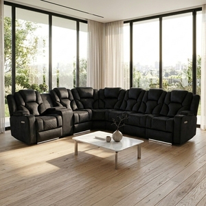 Muebles de Lujo Modernos, Sillón Reclinable Eléctrico de Esquina, Tela Rhino, Sofá en Forma de L para Sala de Estar - Product Image 5