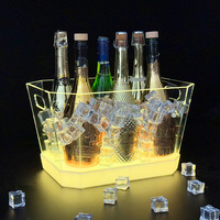 Ember Es Batu LED Bercahaya untuk Pesta, Wadah Bir, Vodka, dan Sampanye, Dapat Dikustomisasi, Hadiah Botol Ember Es Plastik