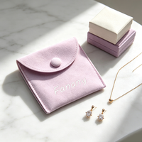 Pochette à bijoux personnalisée en velours pour bracelet, bague, sac, enveloppe, bouton, avec motif lavande