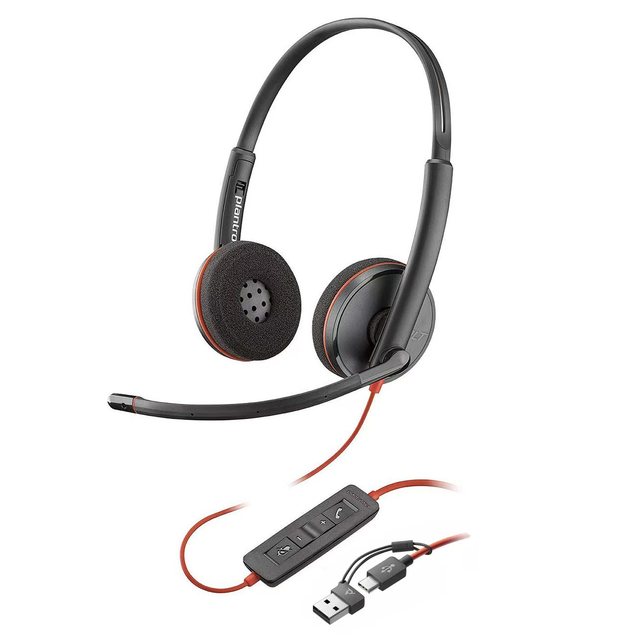 POLY Plantronics Blackwire C3220 3220 C3200 3200 Series USB-C/A P/N:8X228A6 Binaural Headset Noise Canceling
